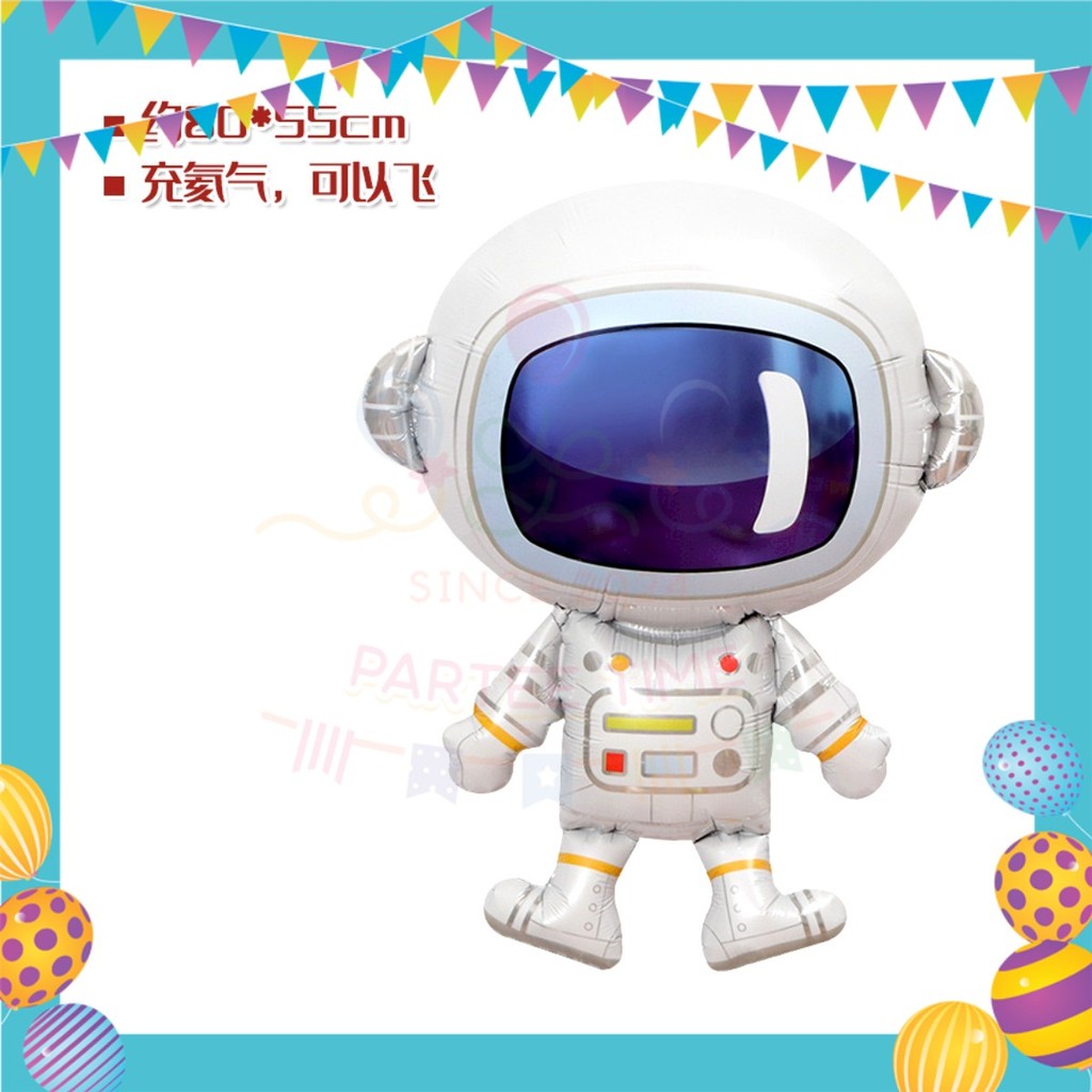 ParteeTime Astronaut Birthday Theme Decorations Kids Birthday Balloon Banner Hang Swirl Backdrop Tablecloth Cake Topper