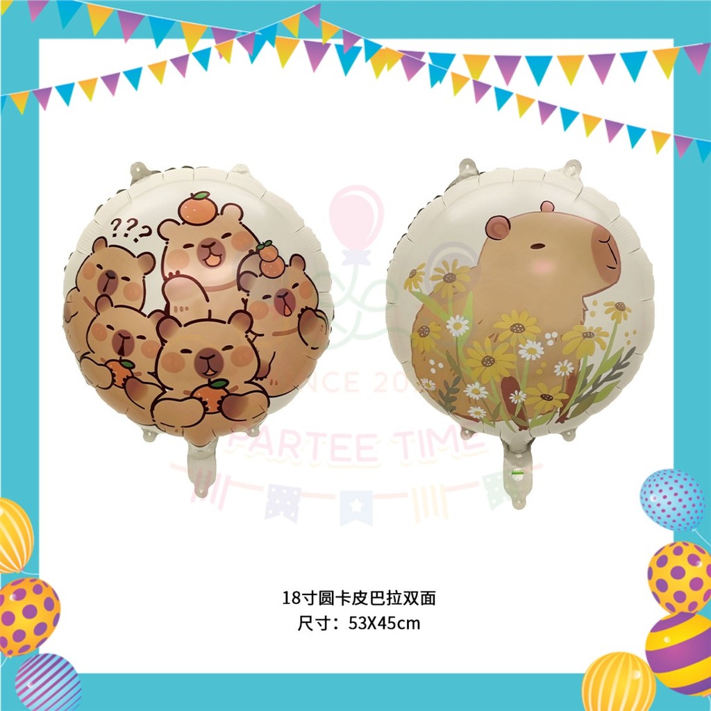 ParteeTime Kids Capybara Theme Decoration Birthday Party Supplies Banners Backdrop Sambutan Hari JadiĀ Hiasan Kanak-Kanak