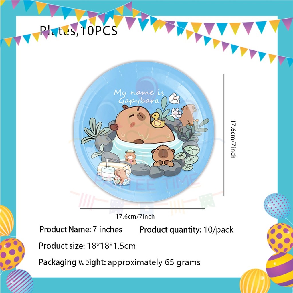 ParteeTime Kids Capybara Theme Decoration Birthday Party Supplies Banners Backdrop Sambutan Hari JadiĀ Hiasan Kanak-Kanak