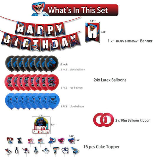 Jom Party Poppy PlaytimeHappy Birthday Banner Latex Balloon Party Themes Hari Jadi Set Hari Jadi