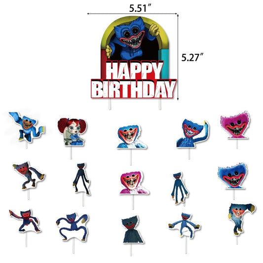Jom Party Poppy PlaytimeHappy Birthday Banner Latex Balloon Party Themes Hari Jadi Set Hari Jadi