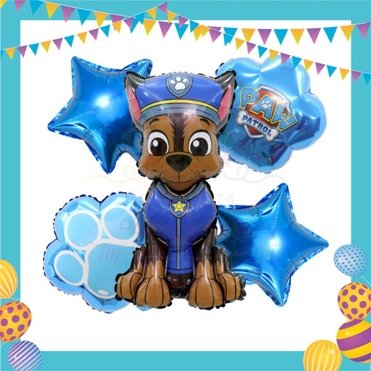ParteeTime Kids Paw Patrol Birthday Party Decoration 5pcs Set Foil Balloon Set Belon Hari Jadi Kanak-Kanak