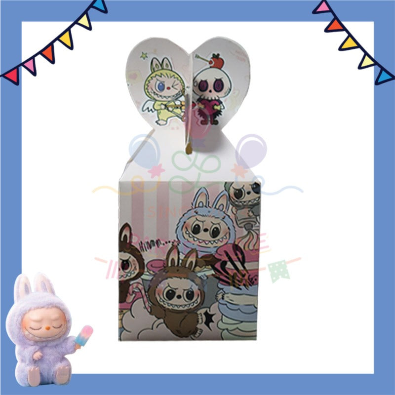 ParteeTime Kids Labubu Theme Decorations Kids Birthday Party Balloon Banners Hang Swirls Backdrop Tablecloth Cake Topper