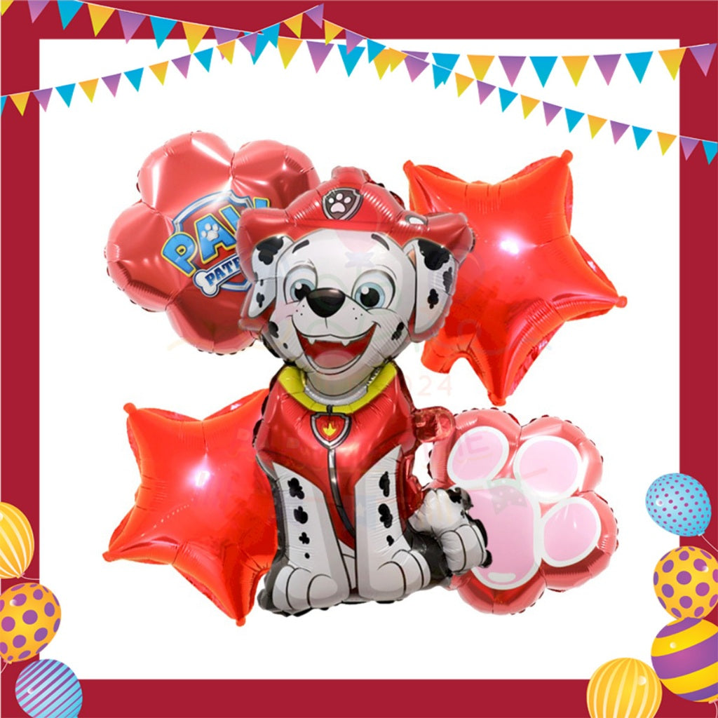 ParteeTime Kids Paw Patrol Birthday Party Decoration 5pcs Set Foil Balloon Set Belon Hari Jadi Kanak-Kanak