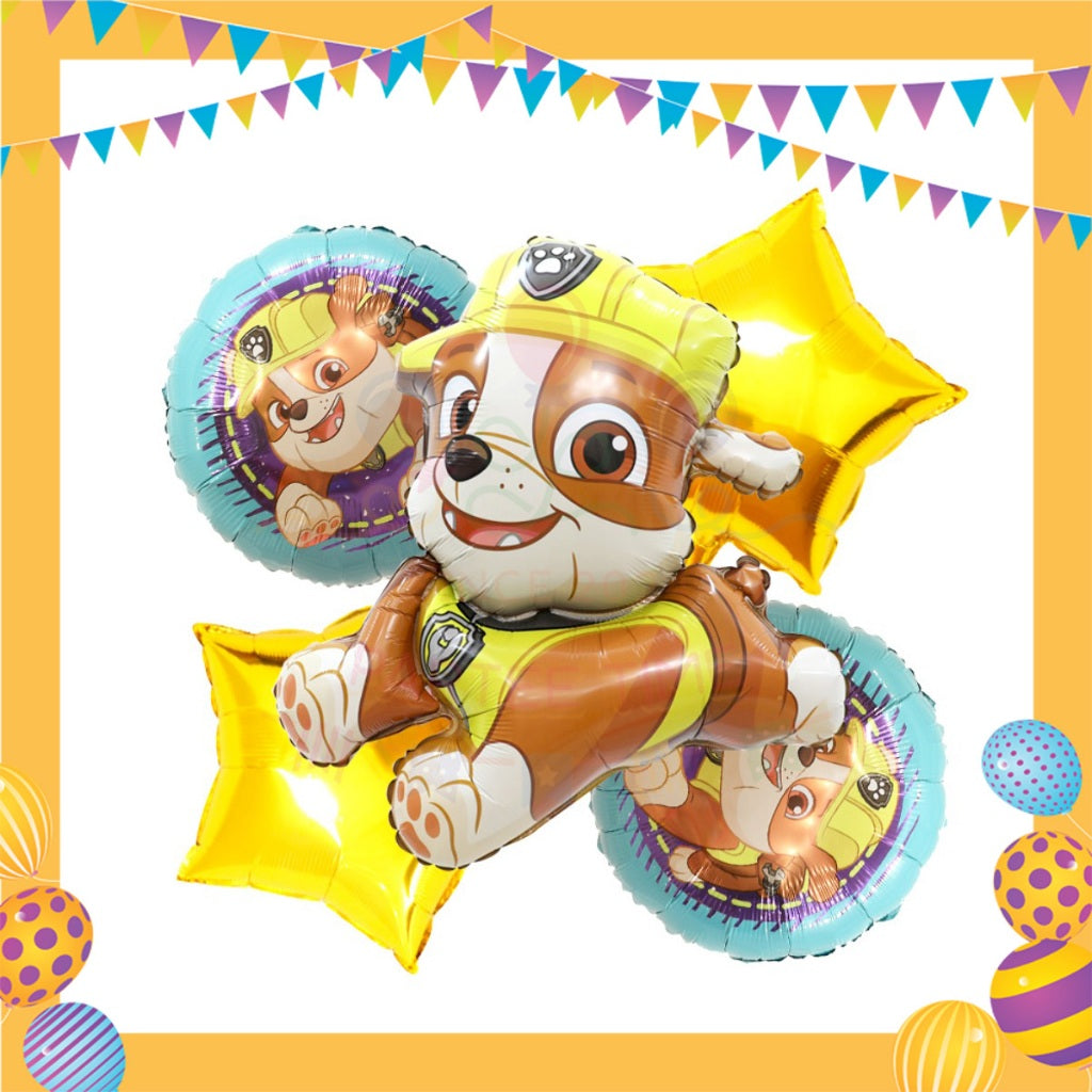 ParteeTime Kids Paw Patrol Birthday Party Decoration 5pcs Set Foil Balloon Set Belon Hari Jadi Kanak-Kanak