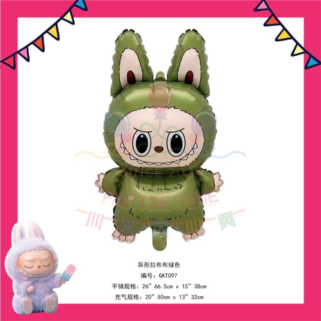 ParteeTime Kids Labubu Theme Decorations Kids Birthday Party Balloon Banners Hang Swirls Backdrop Tablecloth Cake Topper