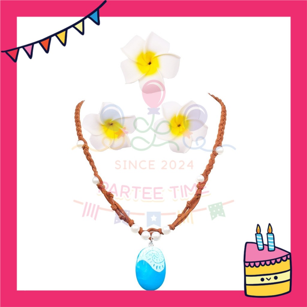 ParteeTime Kids Girls Princess Moana Cosplay Costume Summer Kids Dresses Set Beach Vacation Cosplay Activities