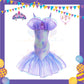 ParteeTime Kids Sleeveless Princess Ariel Mermaid Fishtail Long Dress Costume Birthday Party Dress Up