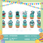 ParteeTime Kids Birthday Party Celebration Decoration Set Hangyodon 5 in 1 Banner Balloon Cake Cupcake Topper Hang