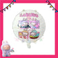 ParteeTime Kids Labubu Theme Decorations Kids Birthday Party Balloon Banners Hang Swirls Backdrop Tablecloth Cake Topper