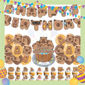 ParteeTime Kids Birthday Party Celebration Decoration Set Capybara 5 in 1 Banner Balloon Cake Cupcake Topper Hari Jadi