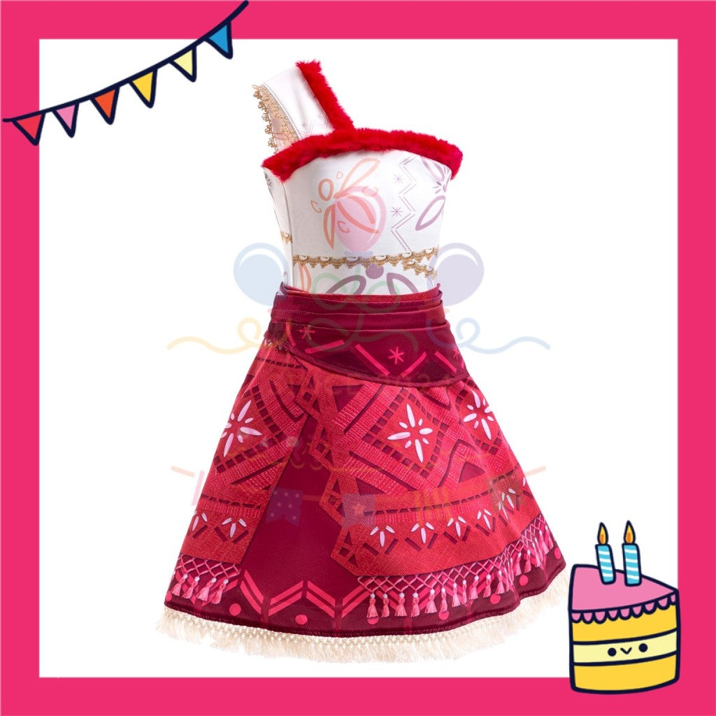 ParteeTime Kids Girls Princess Moana Cosplay Costume Summer Kids Dresses Set Beach Vacation Cosplay Activities