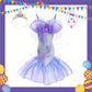 ParteeTime Kids Sleeveless Princess Ariel Mermaid Fishtail Long Dress Costume Birthday Party Dress Up