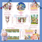 ParteeTime Kids Labubu Theme Decorations Kids Birthday Party Balloon Banners Hang Swirls Backdrop Tablecloth Cake Topper