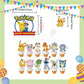 ParteeTime Kids Birthday Party Celebration Decoration Set Pikachu 4 in 1 Banner Balloon Cake Cupcake Topper