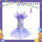 ParteeTime Kids Sleeveless Princess Ariel Mermaid Fishtail Long Dress Costume Birthday Party Dress Up
