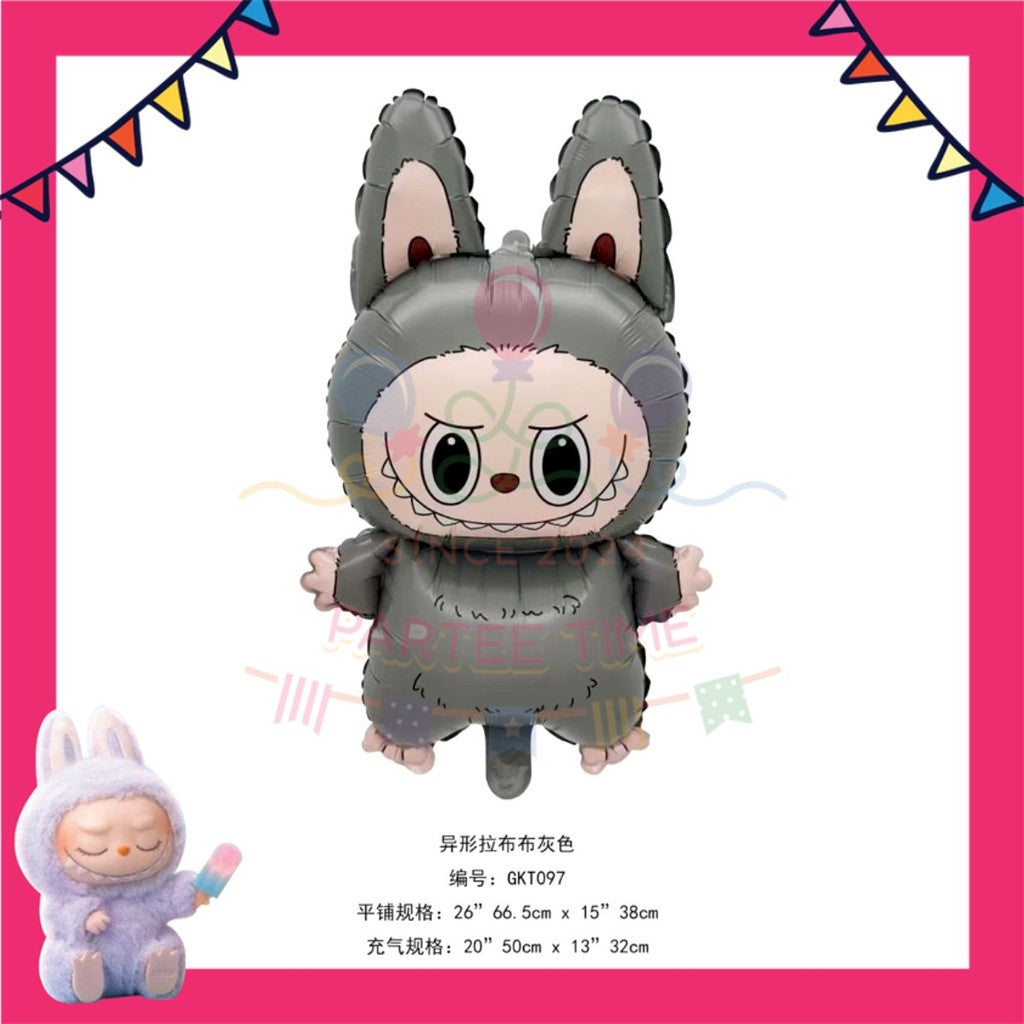 ParteeTime Kids Labubu Theme Decorations Kids Birthday Party Balloon Banners Hang Swirls Backdrop Tablecloth Cake Topper