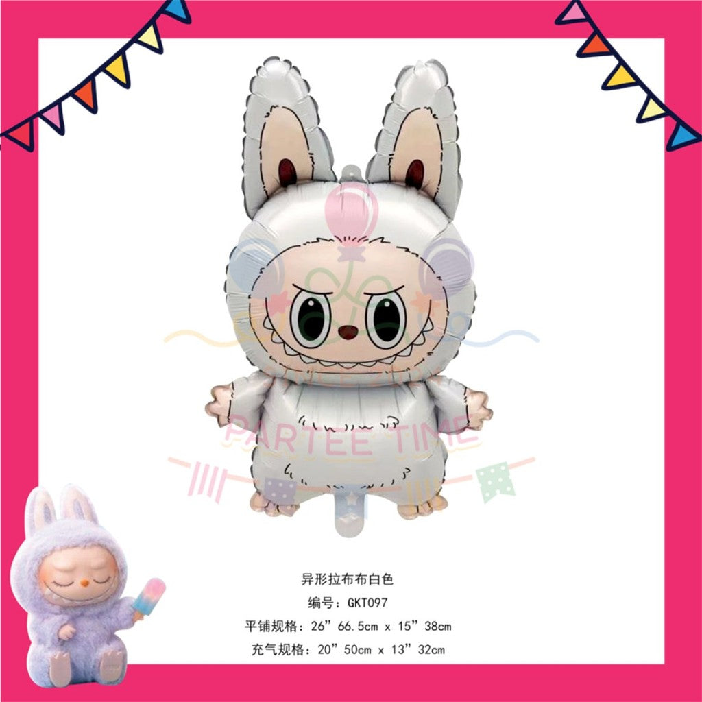ParteeTime Kids Labubu Theme Decorations Kids Birthday Party Balloon Banners Hang Swirls Backdrop Tablecloth Cake Topper