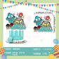 ParteeTime Kids Birthday Party Celebration Decoration Set Hangyodon 5 in 1 Banner Balloon Cake Cupcake Topper Hang