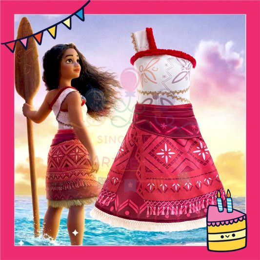 ParteeTime Kids Girls Princess Moana Cosplay Costume Summer Kids Dresses Set Beach Vacation Cosplay Activities