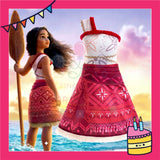 ParteeTime Kids Girls Princess Moana Cosplay Costume Summer Kids Dresses Set Beach Vacation Cosplay Activities