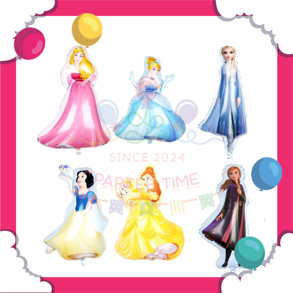 ParteeTime Kids Princess Elsa Anna Cinderella Snow White Themed Foil Balloon Birthday Party Decoration Hiasan Hari Jadi