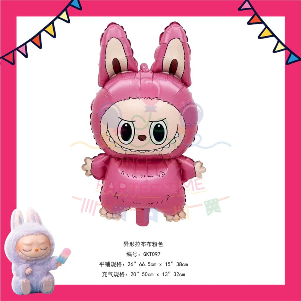 ParteeTime Kids Labubu Theme Decorations Kids Birthday Party Balloon Banners Hang Swirls Backdrop Tablecloth Cake Topper