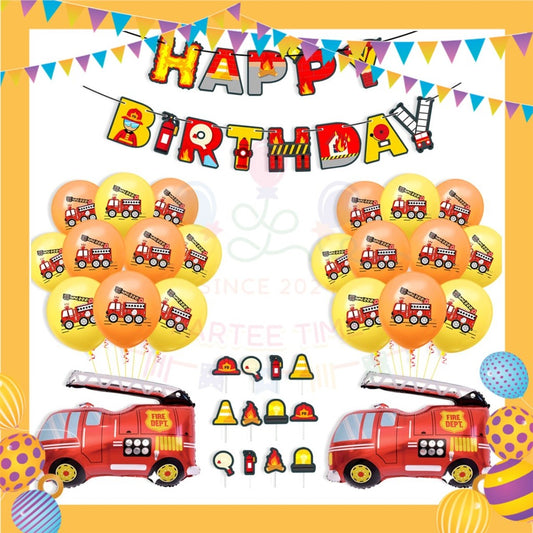 ParteeTime Kid Birthday Party Celebration Decoration Set Firefighter 4 in 1 Hiasan Majlis Sambutan Hari Jadi Kanak-Kanak