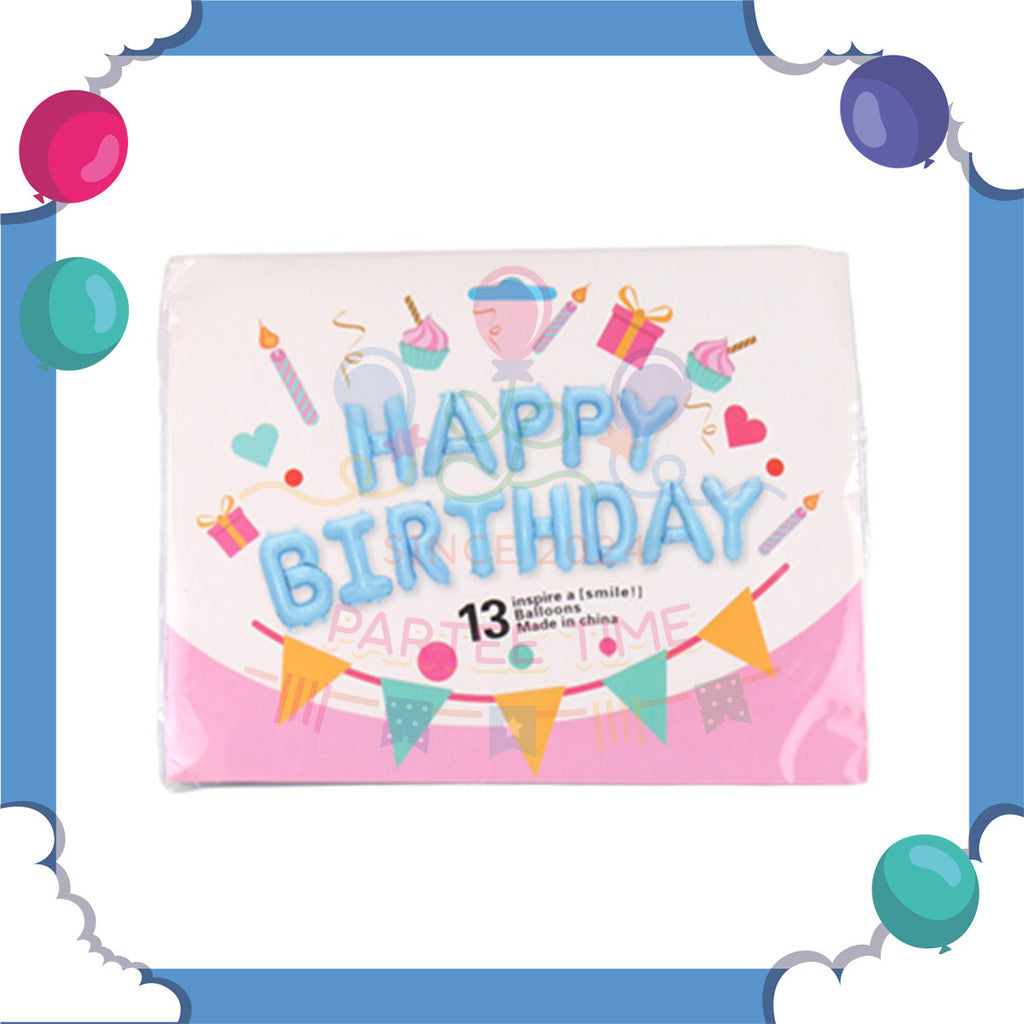 ParteeTime Happy Birthday Foil Balloon Set Various Colors 13 Alphabets 16 Inches Belon 16 Inches 13 Huruf Foil