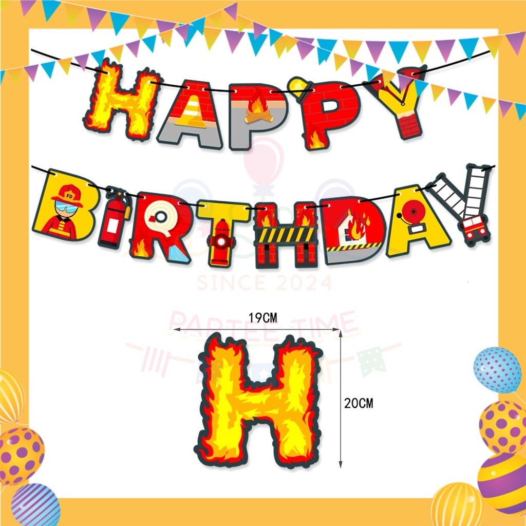 ParteeTime Kid Birthday Party Celebration Decoration Set Firefighter 4 in 1 Hiasan Majlis Sambutan Hari Jadi Kanak-Kanak
