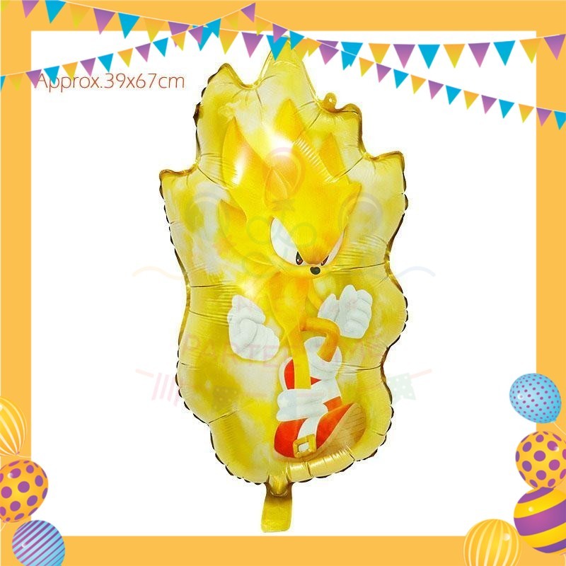 ParteeTime Kids Sonic Theme Decorations Kids Birthday Party Balloon Banners Hang Swirls Backdrop Tablecloth Cake Topper