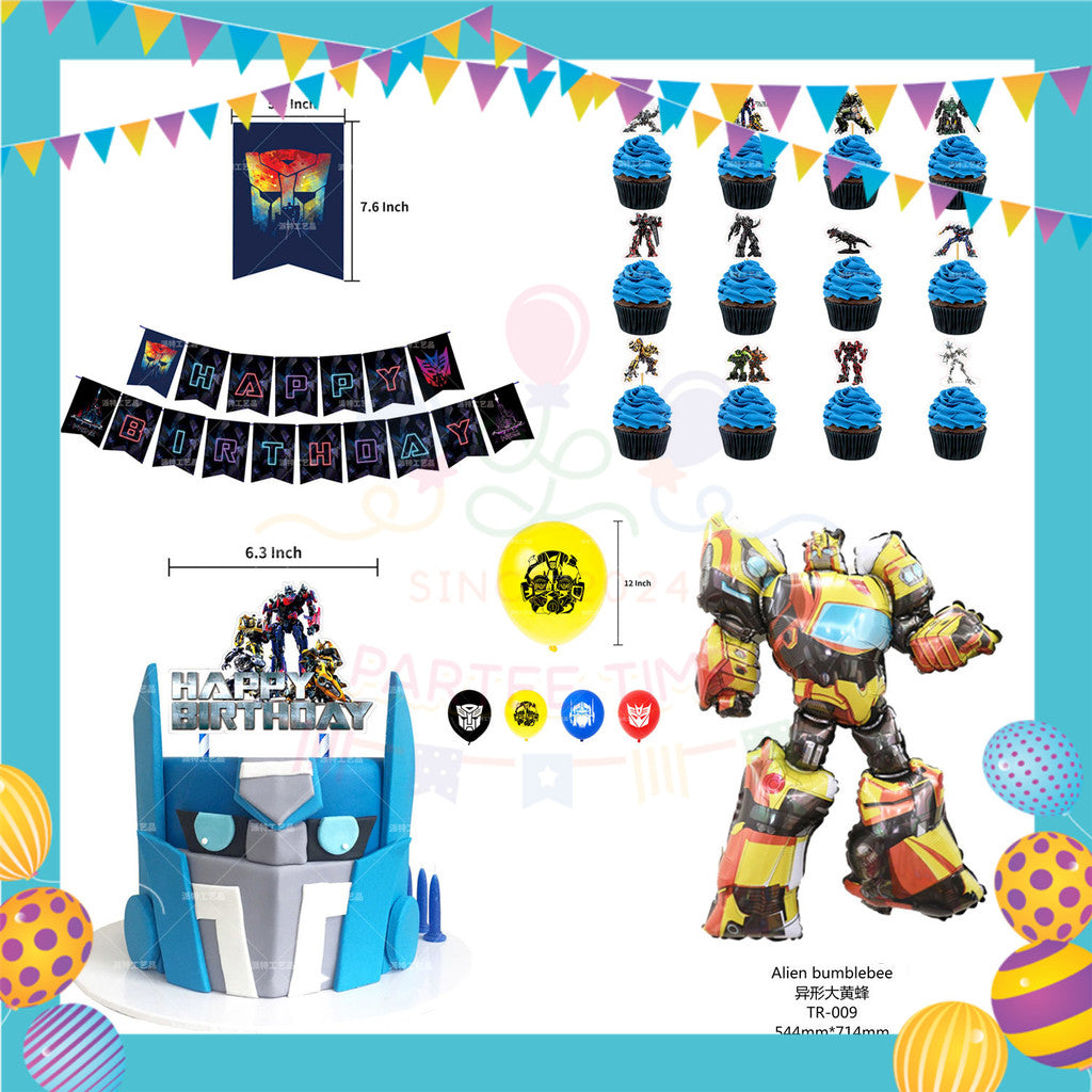 ParteeTime Kid Birthday Party Celebration Decoration Set Transformer 4 in 1 Hiasan Majlis Sambutan Hari Jadi Kanak-Kanak