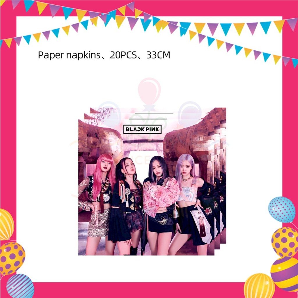 ParteeTime Black Pink Birthday Theme Decorations Kids Birthday Balloon Banner Hang Swirl Backdrop Tablecloth Cake Topper