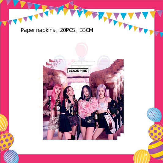 ParteeTime Black Pink Birthday Theme Decorations Kids Birthday Balloon Banner Hang Swirl Backdrop Tablecloth Cake Topper