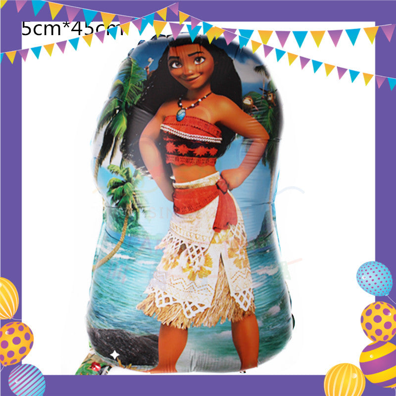 ParteeTime Kids Princess Moana Birthday Theme Decorations Kids Birthday Balloon Banner Hang Swirl Backdrop Tablecloth