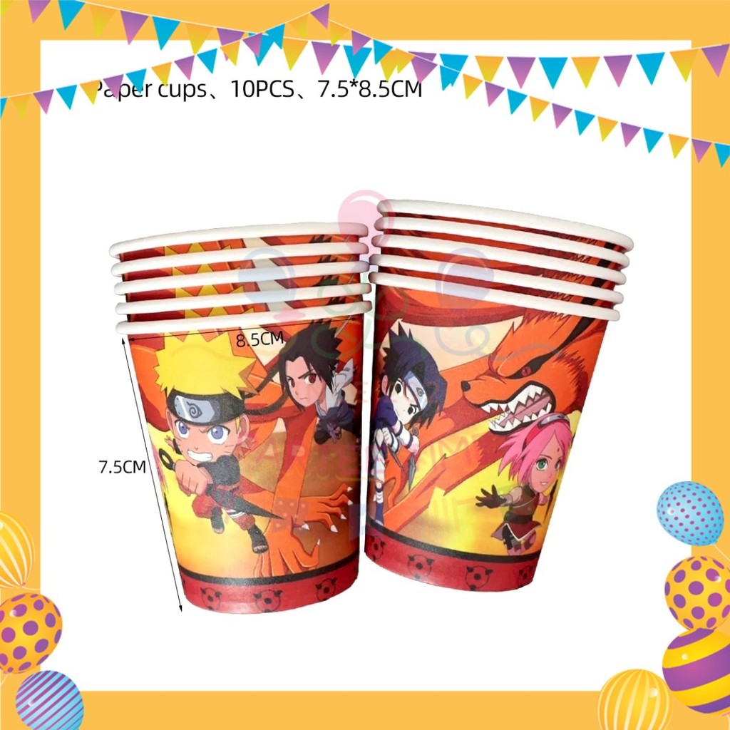 ParteeTime Kids Naruto Theme Decorations Birthday Party Supplies Banners Backdrop Set Hiasan Hari Jadi Kanak-Kanak