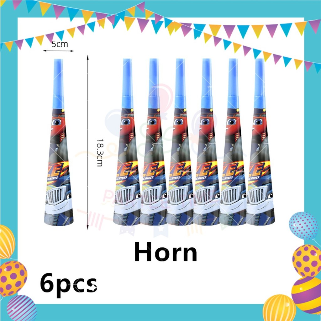 ParteeTime Kids Blaze Birthday Theme Decorations Kids Birthday Balloon Banner Hang Swirl Backdrop Tablecloth Cake Topper