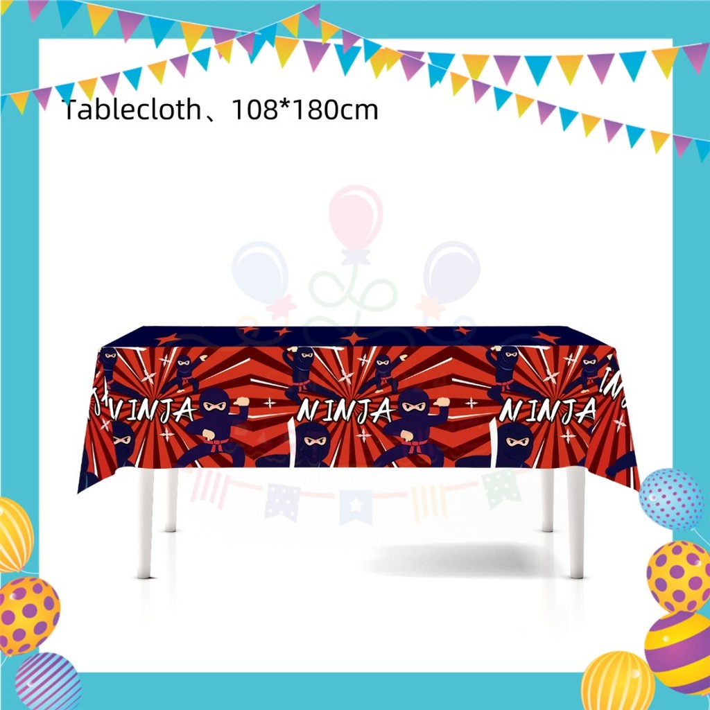 ParteeTime Kids Ninja Birthday Theme Decorations Kids Birthday Balloon Banner Hang Swirl Backdrop Tablecloth