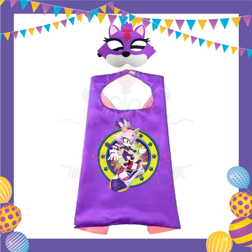 ParteeTime Kids Mask and Cape Children Sonic The Hedgehog Capes Birthday Party Dress Up Cosplay Costume