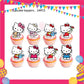 ParteeTime Kids Hello Kitty Birthday Theme Decorations Kids Birthday Balloon Banner Hang Swirl Backdrop Tablecloth