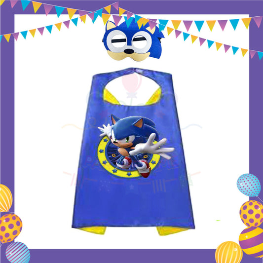 ParteeTime Kids Mask and Cape Children Sonic The Hedgehog Capes Birthday Party Dress Up Cosplay Costume