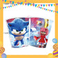 ParteeTime Kids Sonic Theme Decorations Kids Birthday Party Balloon Banners Hang Swirls Backdrop Tablecloth Cake Topper