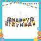 ParteeTime Kids Blaze Birthday Theme Decorations Kids Birthday Balloon Banner Hang Swirl Backdrop Tablecloth Cake Topper
