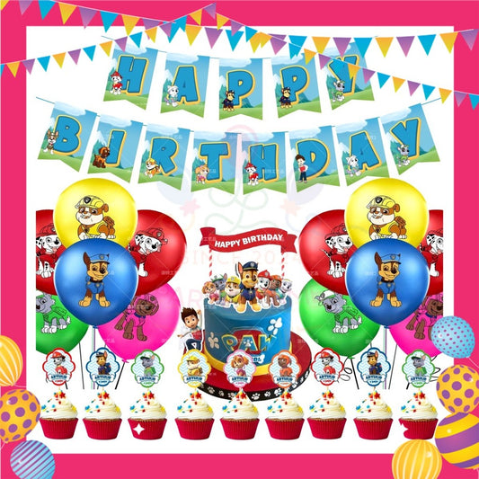 ParteeTime Kids Birthday Party Celebration Decoration Paw Patrol 4 in 1 Hiasan Majlis Sambutan Hari Jadi Kanak-Kanak
