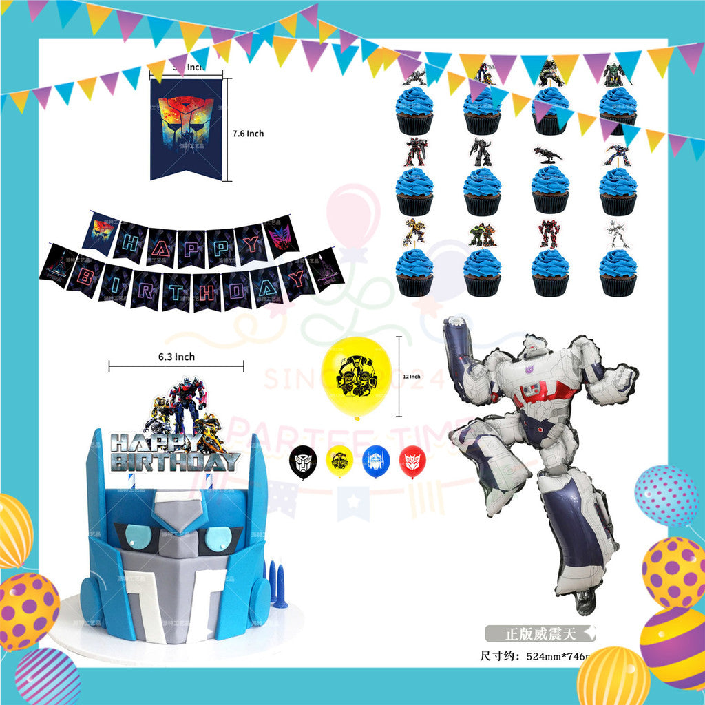 ParteeTime Kid Birthday Party Celebration Decoration Set Transformer 4 in 1 Hiasan Majlis Sambutan Hari Jadi Kanak-Kanak