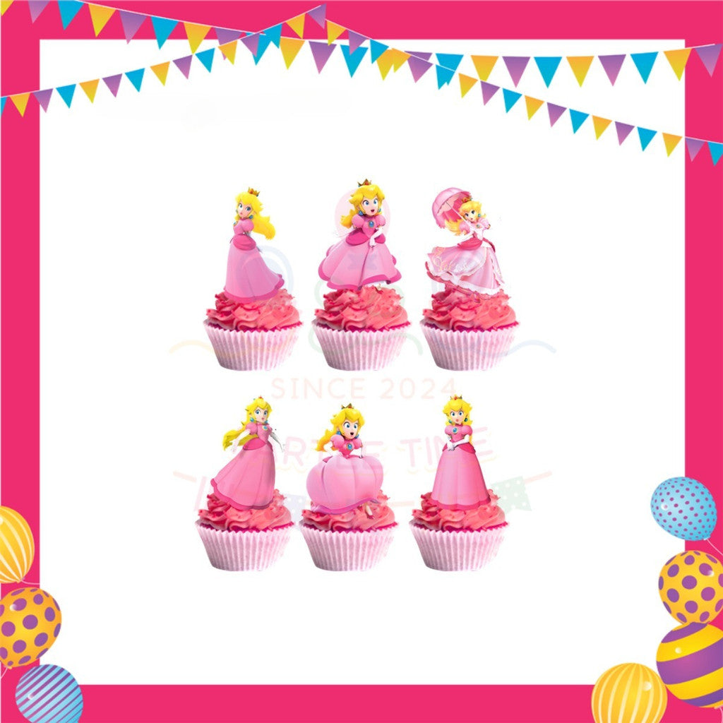 ParteeTime Kids Princess Peach Birthday Theme Decorations Kids Birthday Balloon Banner Hang Swirl Backdrop Tablecloth