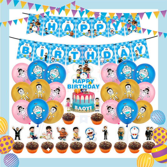 ParteeTime Kids Birthday Party Celebration Decoration Set Doraemon 4 in 1 Hiasan Majlis Sambutan Hari Jadi Kanak-Kanak