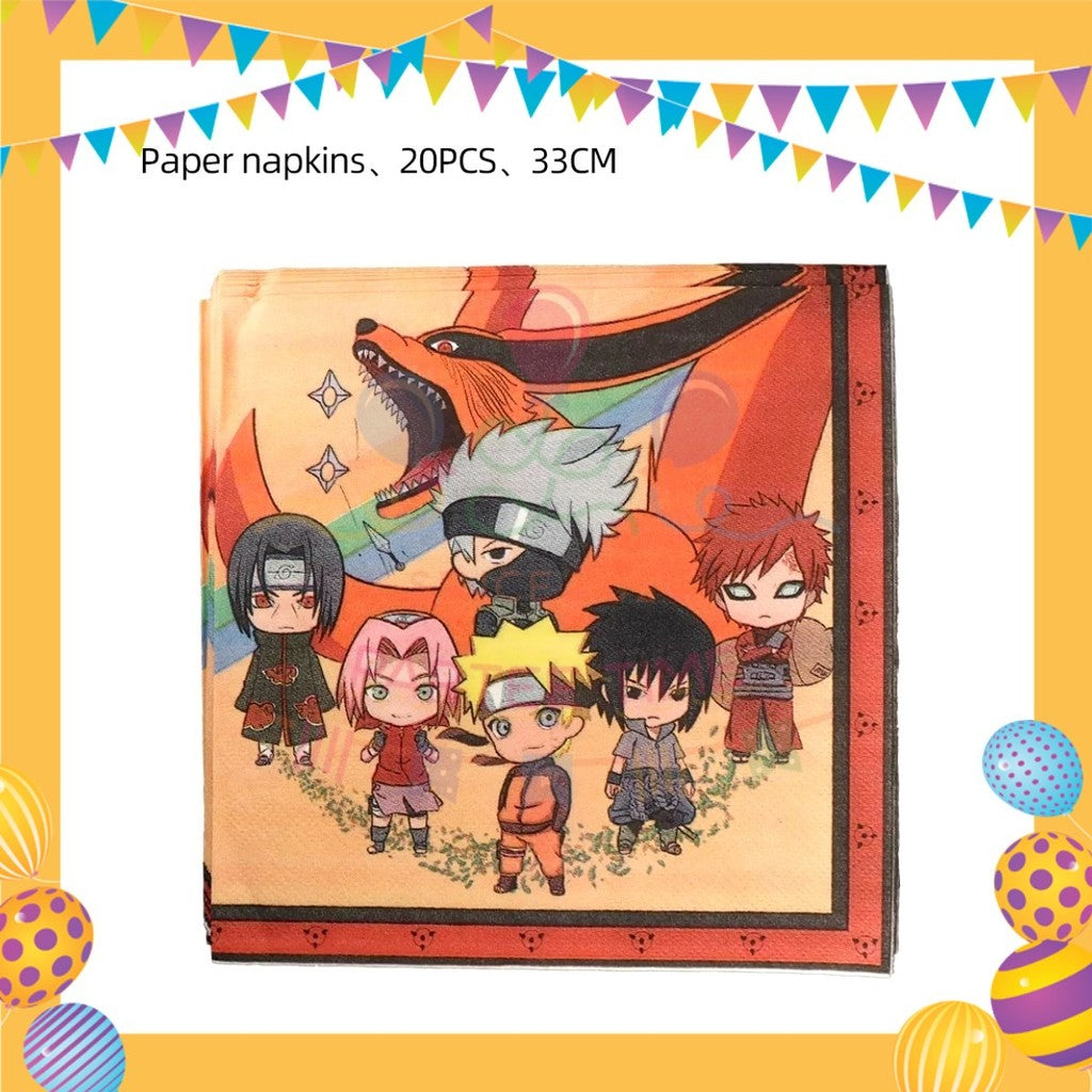 ParteeTime Kids Naruto Theme Decorations Birthday Party Supplies Banners Backdrop Set Hiasan Hari Jadi Kanak-Kanak