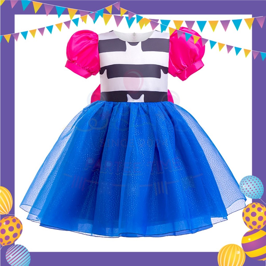 ParteeTime Kids Gabby’s Dollhouse Leader Costumes Fluffy Puff Sleeve Mesh Tulle Dress Cosplay Pakaian Baju Kembang Kanak