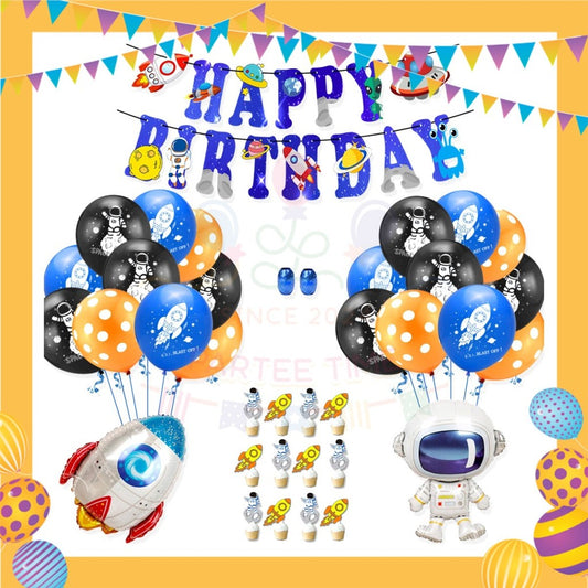 ParteeTime Kid Birthday Party Celebration Decoration Set Astronaut 4 in 1 Hiasan Majlis Sambutan Hari Jadi Kanak-Kanak